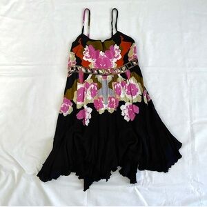 Free People black and floral strappy flowy summer dress size S
